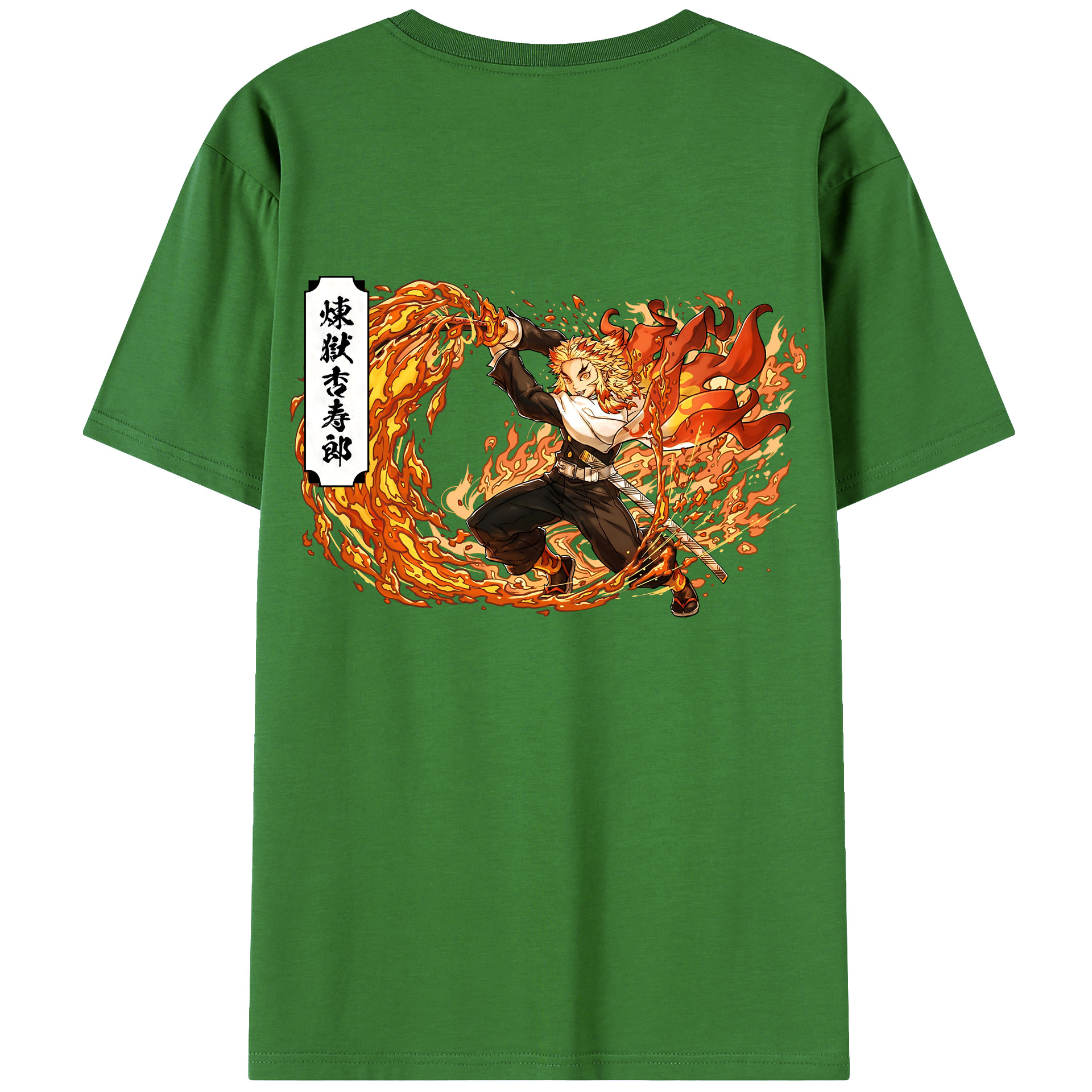 （画像用） 鬼滅の刃（きめつのやいば）炎柱-煉󠄁獄 杏寿郎／れんごく きょうじゅろう Rengoku Kyoujurou レディース半袖Tシャツ(バックプリント)